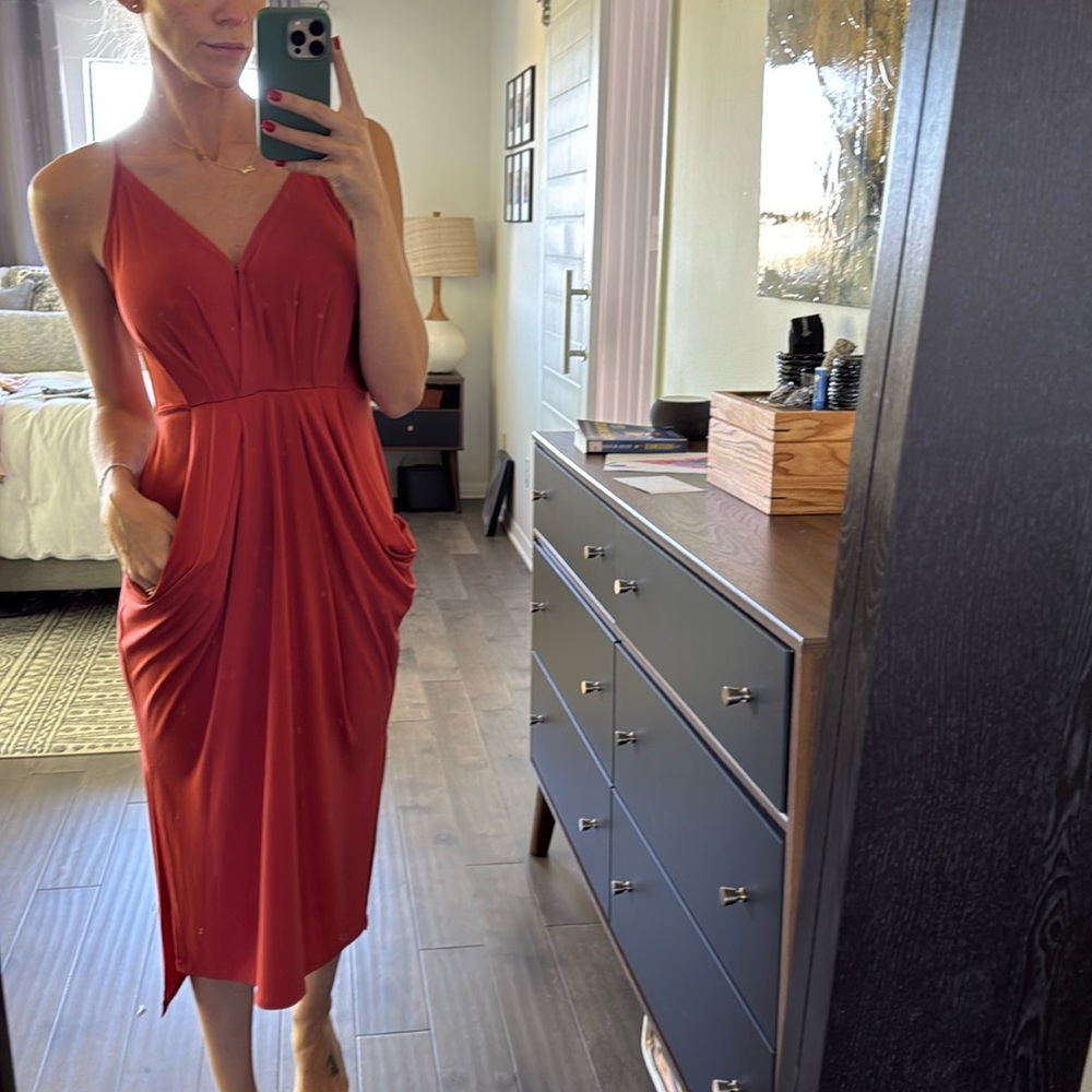 Coral dress with pockets